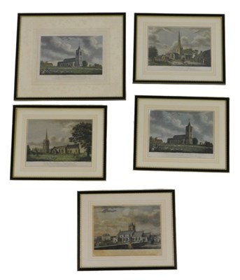 Lot 490 - Five 19thC engravings, depicting Gedney Church...