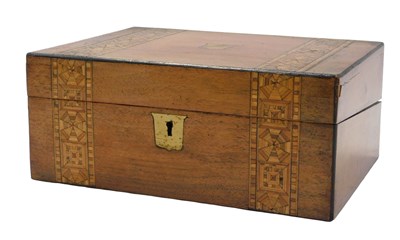 Lot 498 - A Victorian walnut and parquetry writing box,...