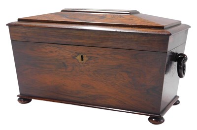 Lot 529 - A Regency rosewood sarcophagus shaped tea...