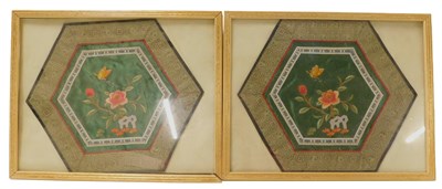 Lot 534 - A pair of Chinese silk embroidered rank badges,...