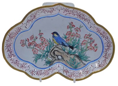 Lot 561 - A Chinese enamel dish, of serpentine form,...