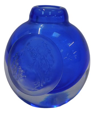 Lot 574 - A Vandermark blue tinted glass vase, of...