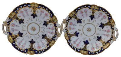 Lot 568 - A pair of 19thC Ridgway porcelain twin handled...