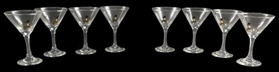 Lot 576 - A set of eight Babycham Martini glasses, each...