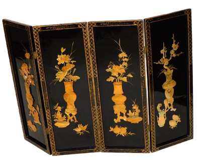 Lot 115A - A Chinese black lacquer four fold...