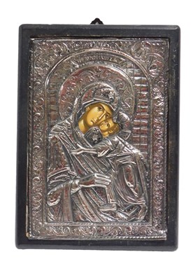 Lot 41 - A Greek silver icon Theotokos, of embossed...
