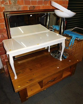 Lot 1053 - A group of furniture, comprising a bevelled...