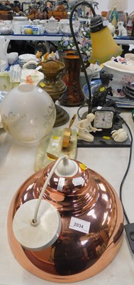 Lot 2034 - Lighting and deskware, including a lamp shade,...
