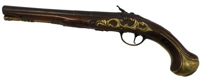 Lot 677 - An 18thC Flintlock pistol, possibly Spanish,...