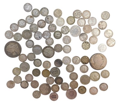 Lot 696 - A group of pre decimal silver and part silver...