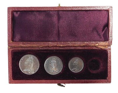 Lot 697 - A Victorian 1889 part Maundy set, lacking the...