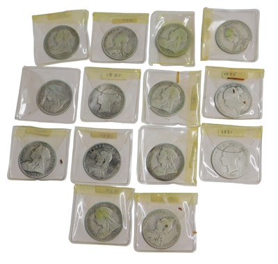 Lot 700 - Fourteen Victorian half crowns.