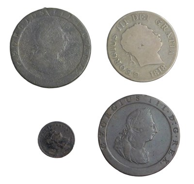 Lot 707 - A George III 1797 cartwheel penny, together...