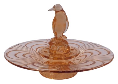 Lot 716 - An Art Deco pale orange tinted moulded glass...