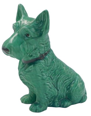 Lot 721 - A Sylvac green glazed pottery terrier,...