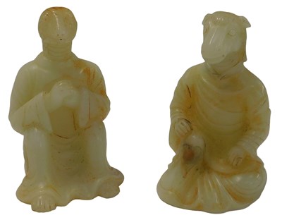 Lot 730 - Two Chinese jade carvings of deities, carved...
