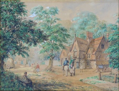 Lot 768 - Late 19thC School. Figures on a path, before a...