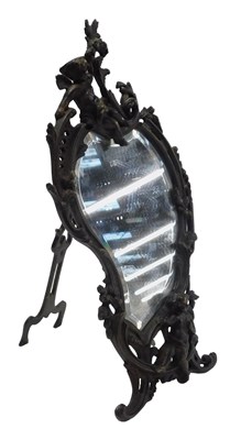 Lot 731 - A Paul Lecourtier cast metal mirror, the...