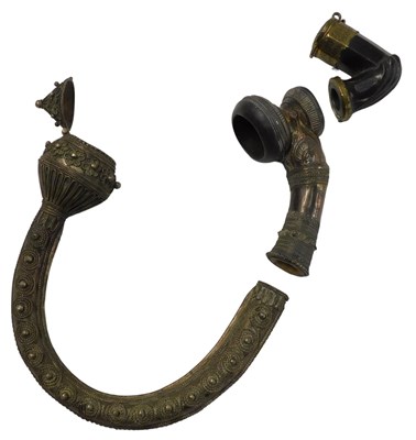 Lot 733 - An Eastern silver coloured metal pipe, with...