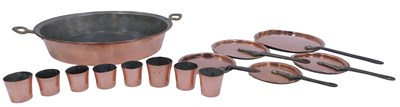 Lot 746 - A group of copperware, comprising pan lids of...