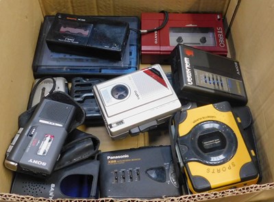 Lot 2038 - A group of dictaphones and personal walkmans,...