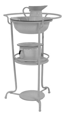 Lot 780 - A white painted metal wash stand, the top with...