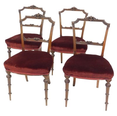 Lot 792 - A set of four Victorian mahogany dining chairs,...