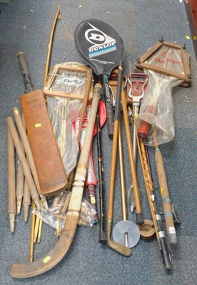 Lot 2071 - Sporting equipment, including cricket bats,...