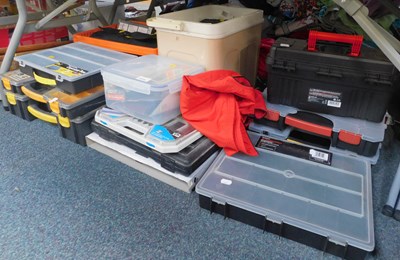 Lot 2079 - Tools and tool boxes, a group of toolboxes...