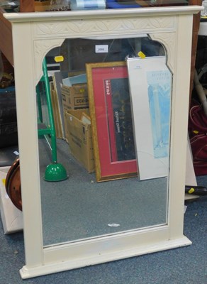 Lot 2088 - A white painted overmantel mirror, 84cm x 51cm.