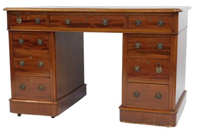 Lot 834 - A Victorian mahogany twin pedestal desk, the...