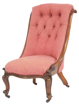 Lot 841 - A Victorian mahogany framed lady's salon chair,...