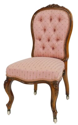 Lot 843 - A Victorian walnut bedroom chair, with...