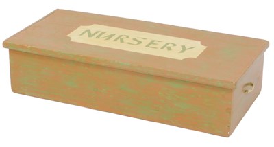Lot 859 - A painted pine toy box, the lid titled Nursery,...
