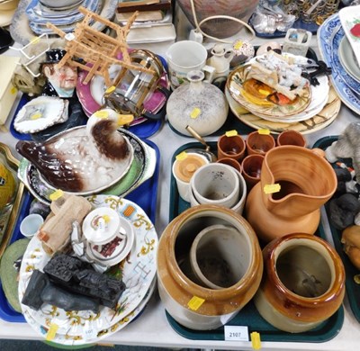Lot 2107 - Stoneware jars and jugs, ceramics including a...