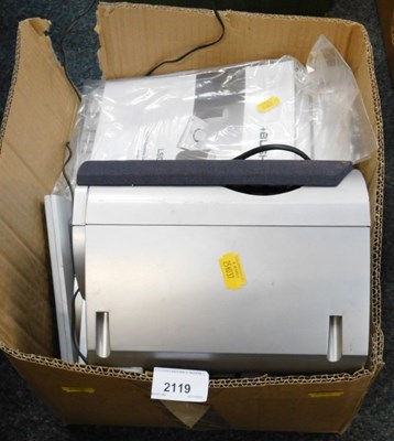 Lot 2119 - A box containing a quantity of speakers, and a...
