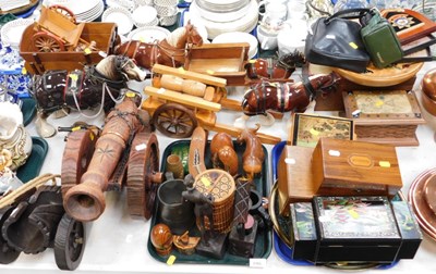 Lot 2105 - Treen and ceramics, to include cart horses...
