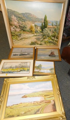 Lot 2150 - Six pictures and prints, mostly landscapes.