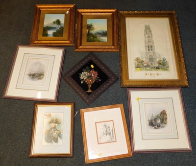 Lot 2161 - Eight pictures and prints, landscapes, some...