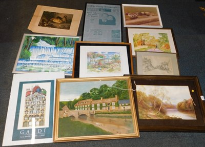 Lot 2162 - Ten pictures and prints, mostly landscapes.