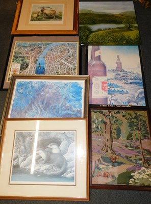 Lot 2163 - Seven pictures and prints, including tapestry...