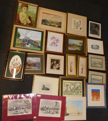 Lot 2170 - Twenty one pictures and prints, some loose,...