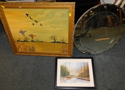 Lot 2173 - Two landscapes, comprising a print of a winter...