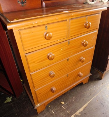 Lot 1074 - A Victorian style pine chest of two short over...
