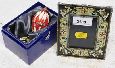 Lot 2183 - A small enamel finished imperial egg, boxed,...