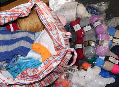 Lot 2208 - Textiles and knitting wool. (contents of...