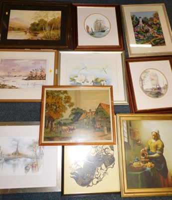 Lot 2213 - Ten pictures and prints, mostly landscapes.