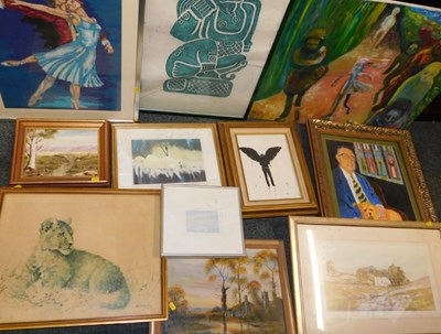 Lot 2216 - Eleven pictures and prints, including...