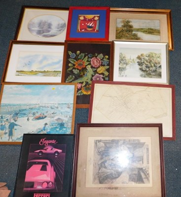 Lot 2218 - Ten pictures and prints, some modern, mostly...