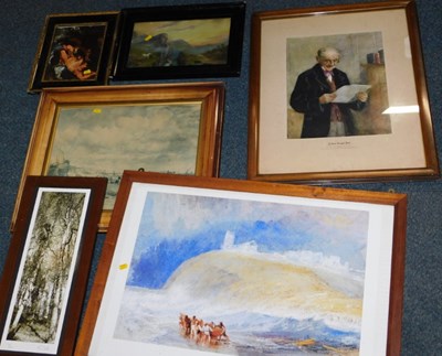 Lot 2224 - Six pictures and prints, including a large...